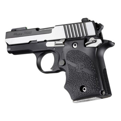 SIG SAUER P938 (Ambi-Safety): OverMolded Rubber Grip with Finger Grooves - Black Hogue 98080